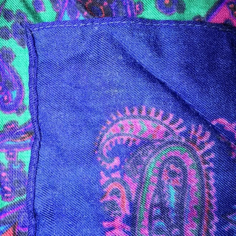 Vintage challis Berkshire royal purple paisley square scarf made in Japan regal
